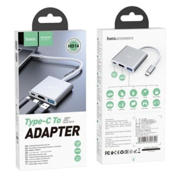 Фото USB Hub Hoco HB14 Type-C to USB3.0+HDMI+PD 0c4-b6a,